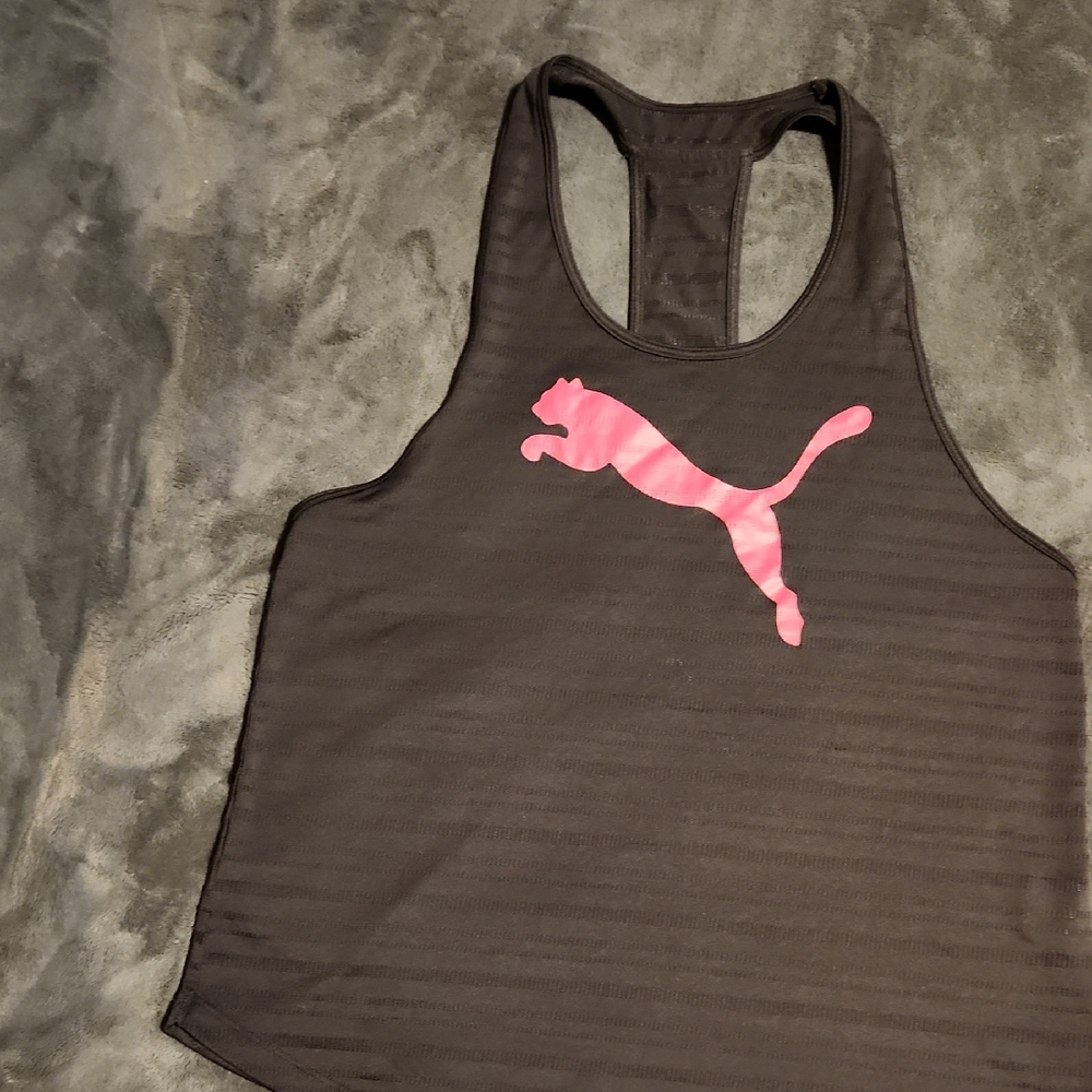 Puma Chorcal Gray Tank with Pink Logo